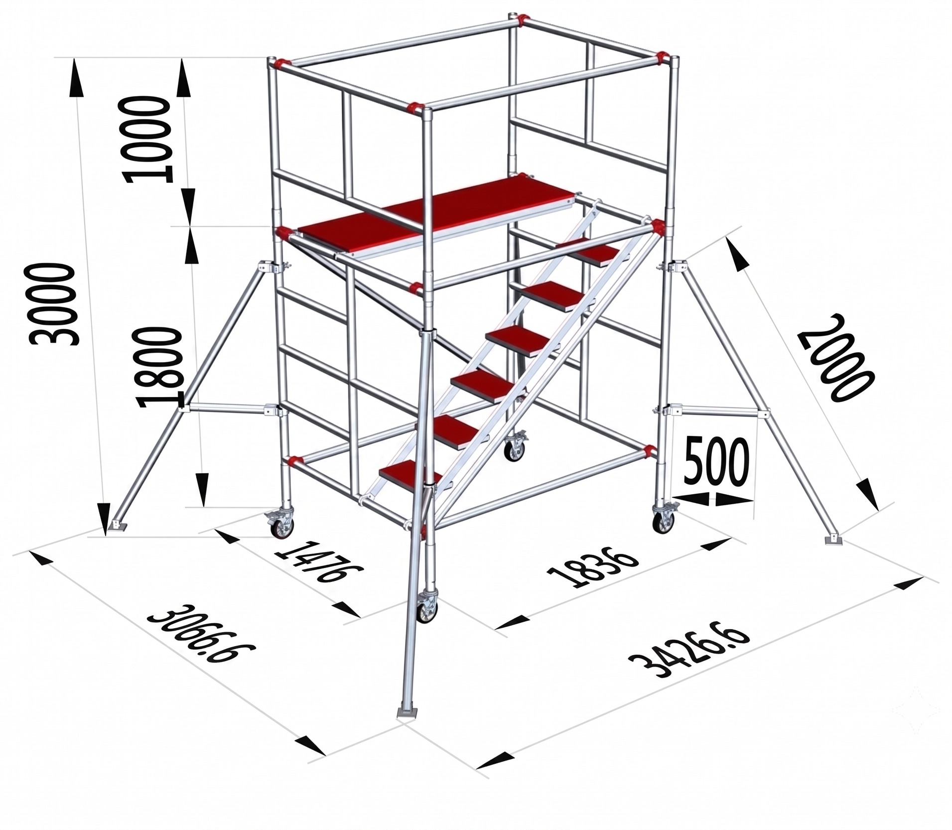 VS-01F aluminum scaffolding, 3.0 meter height