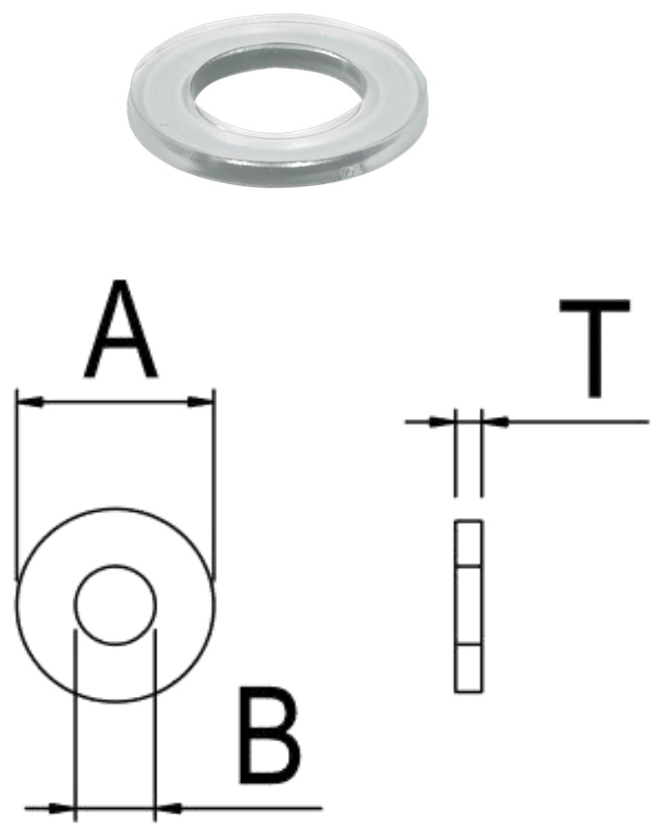 PC/W0 Flat Washer — product photo and dimensional drawing
